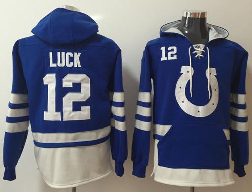 Nike Colts #12 Andrew Luck Royal Blue/White Name & Number Pullover NFL Hoodie